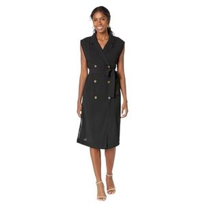 Michael Kors Women’s NWT Drape Crepe Trench Black L Dress
